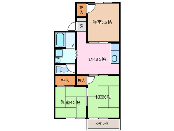 近鉄富田駅 徒歩8分 2階の物件間取画像